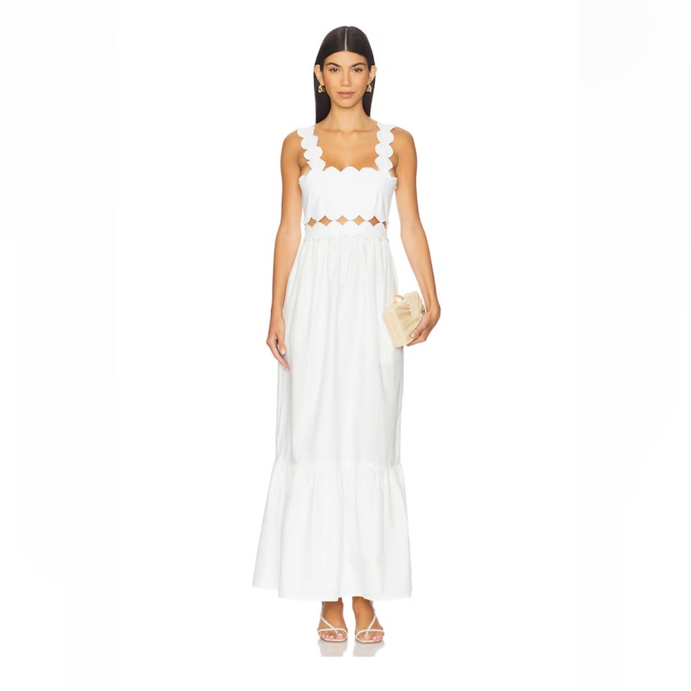 Beach Riot White Scallop-Trim Maxi Dress - Women's